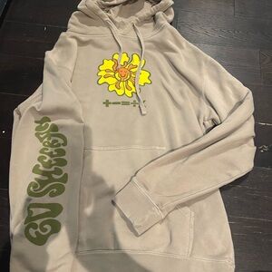 Beige Ed Sheeran Hoodie with Sun Graphic